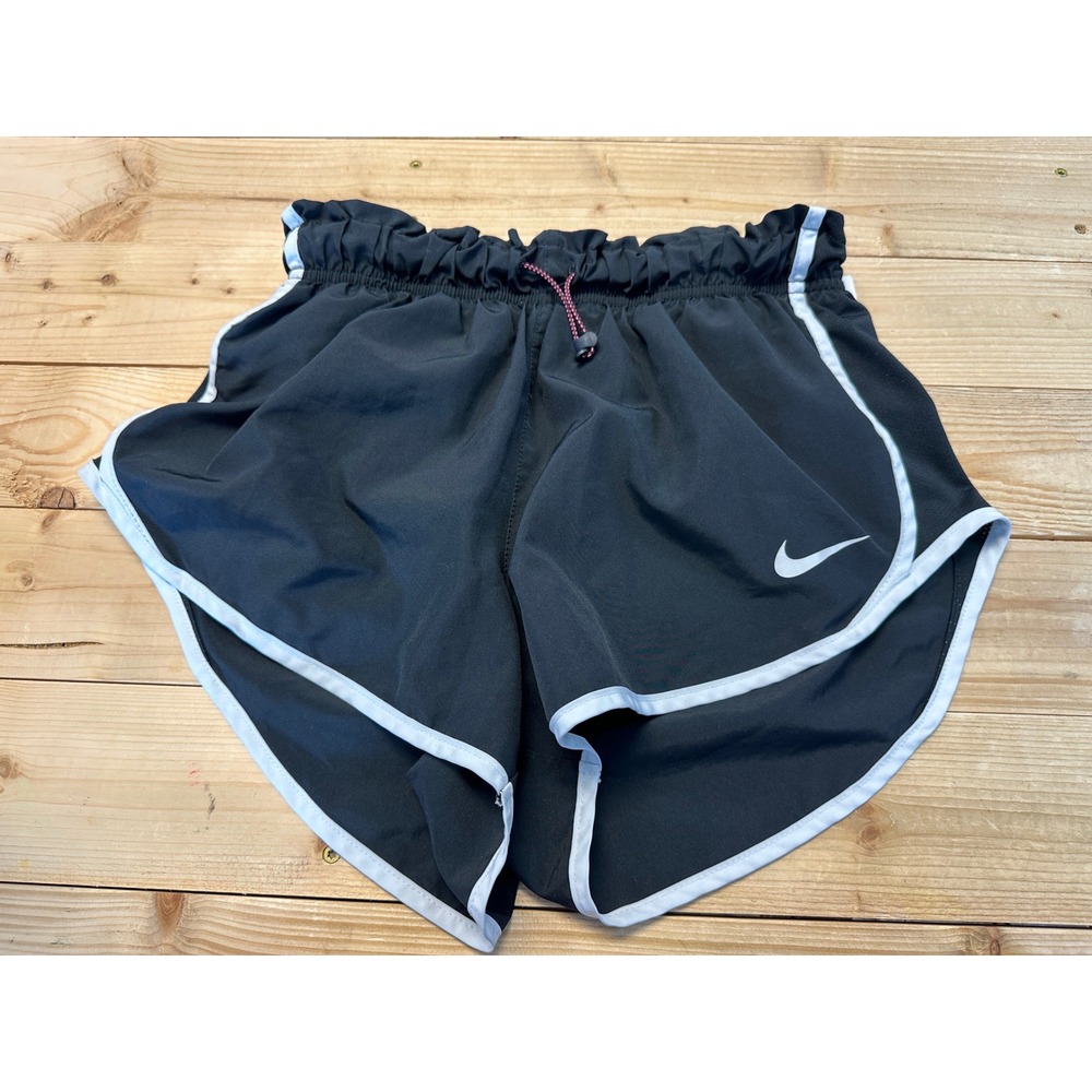 Nike Dri-FIT Womens Running Shorts Black White Elastic Waist Bungee Small